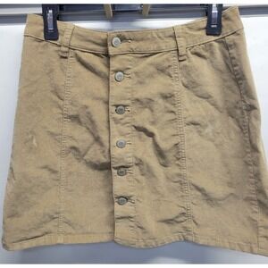 YMI Jeans Corduroy Button Front Mini Skirt‎ Tan Khaki Size 11